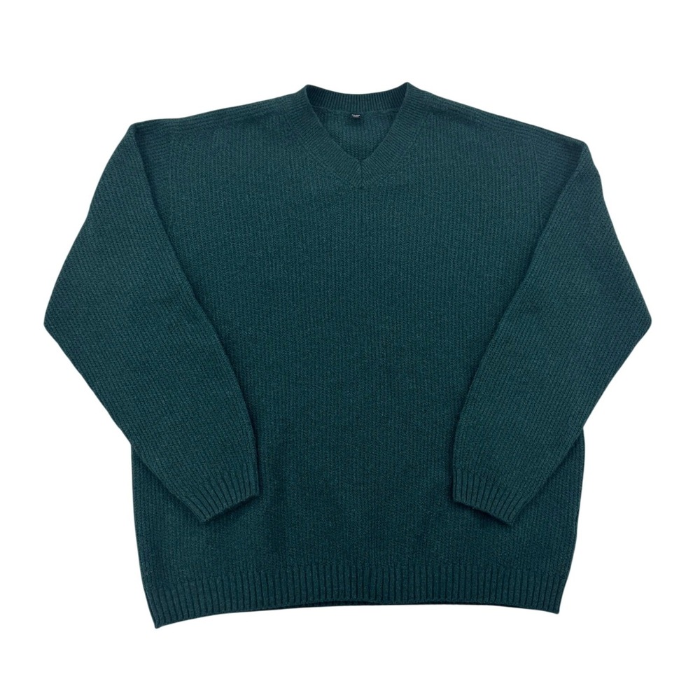 UNIQLO 3D Knit Souffle Yarn V-Neck Sweater Mens XL Green Excellent Seamless